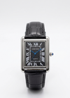 Cartier Tank Style Luxury Square Dial Watch – Black Roman Dial Leather Strap