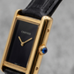 Cartier Tank Style Luxury Square Dial Watch – Black Roman Dial Leather Strap