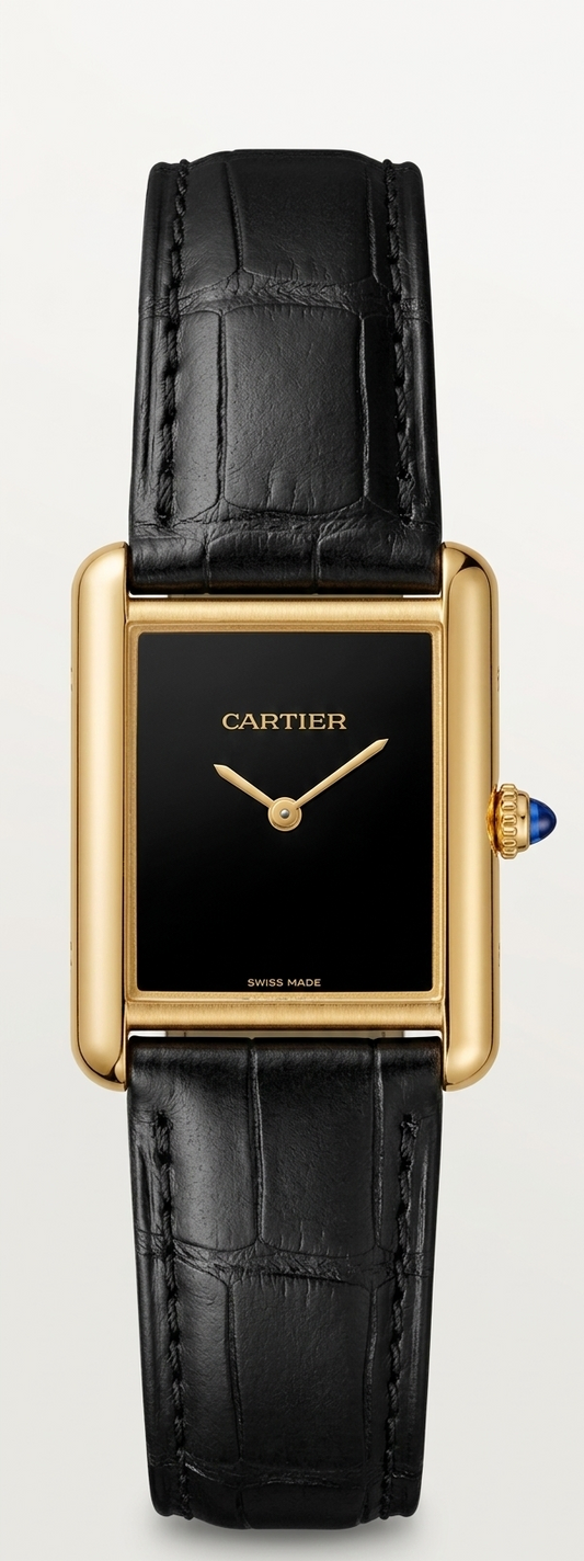 Cartier Tank Style Luxury Square Dial Watch – Black Roman Dial Leather Strap